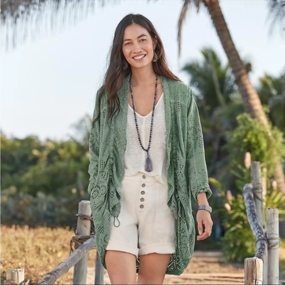 Sundance Moonlight Eyelet Jacket in Sage Green, New with Tags - Picture 1 of 9